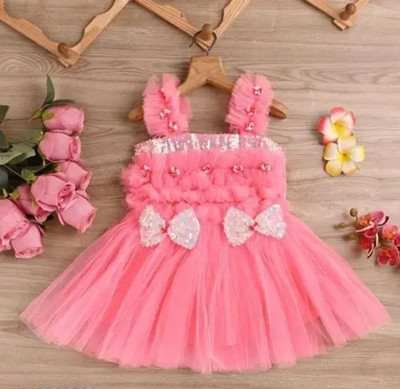 Nasim Baby Girls Midi/Knee Length Party Dress(Light Blue, Sleeveless)