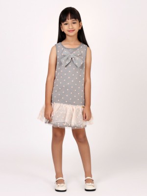 One Friday Girls Midi/Knee Length Casual Dress(Pink, Sleeveless)