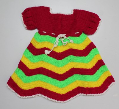 Woonie Baby Girls Midi/Knee Length Casual Dress(Multicolor, Half Sleeve)