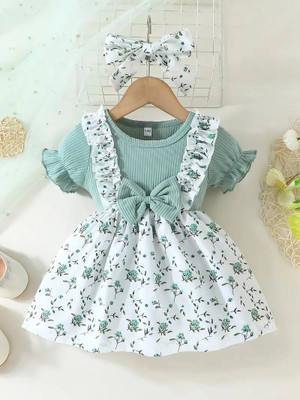 Classy Moda Baby Girls Midi/Knee Length Casual Dress(Green, Cap Sleeve)