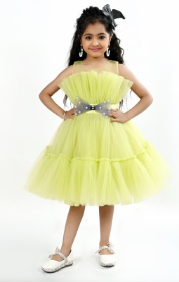 BELLAFLORO Indi Baby Girls Midi/Knee Length Festive/Wedding Dress(Green, Sleeveless)
