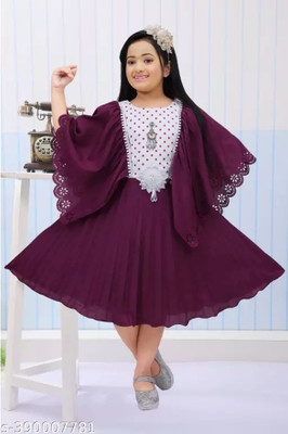 SK JJ DRESSES Girls Maxi/Full Length Festive/Wedding Dress(Purple, 3/4 Sleeve)