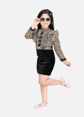NEYSA Girls Midi/Knee Length Casual Dress(Brown, Full Sleeve)