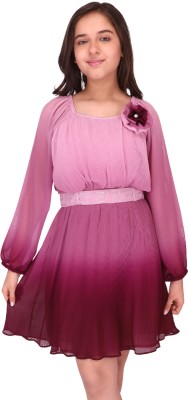 Cutecumber Girls Midi/Knee Length Casual Dress(Pink, Full Sleeve)