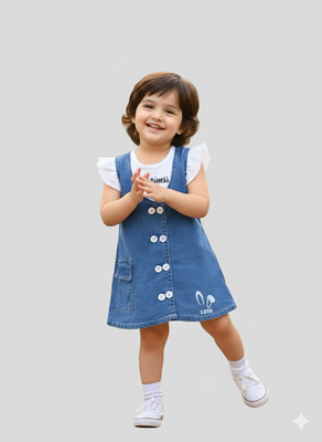 LACKii DOLL Indi Baby Girls Above Knee Casual Dress(Blue, Fashion Sleeve)