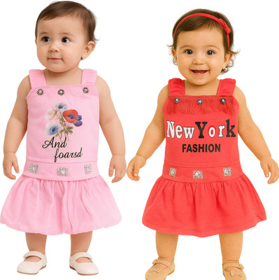 Maddock Baby Girls Midi/Knee Length Casual Dress(Multicolor, Sleeveless)
