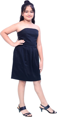 RBCLOTHINGS Girls Midi/Knee Length Casual Dress(Blue, Sleeveless)