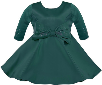 Wishkaro Baby Girls Midi/Knee Length Party Dress(Green, Full Sleeve)