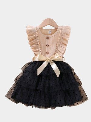 RADHE ENTERPRISE Baby Girls Midi/Knee Length Casual Dress(Beige, Sleeveless)