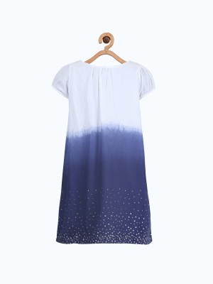 Miyo Indi Girls Midi/Knee Length Casual Dress(Blue, Sleeveless)