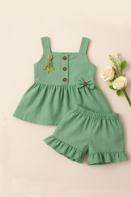 anugg Baby Girls Party(Festive) Top Pant(mint green)