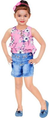 Kids Mandi Baby Girls Mini/Short Casual Dress(Pink, Sleeveless)