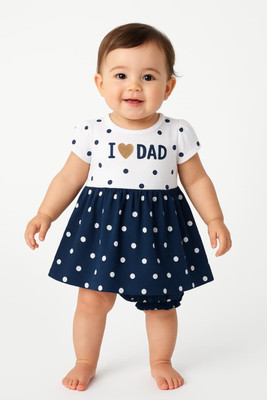 LITTLE MAMA Baby Girls Midi/Knee Length Casual Dress(White, Blue, Short Sleeve)