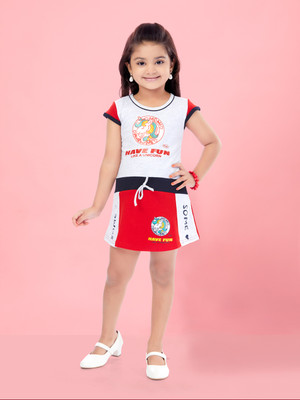Aarika Indi Girls Midi/Knee Length Casual Dress(Grey, Cap Sleeve)
