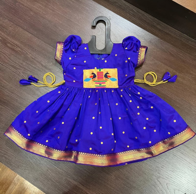Small & Stylish Baby Girls Midi/Knee Length Festive/Wedding Dress(Blue, Cap Sleeve)