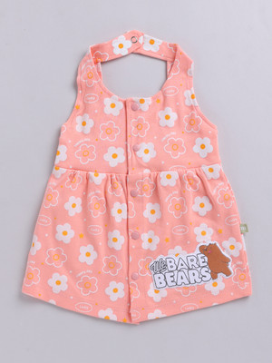 Mom's Love Indi Baby Girls Midi/Knee Length Casual Dress(Pink, Sleeveless)