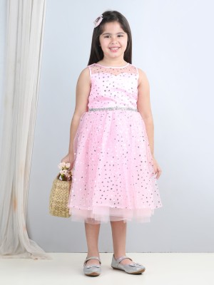 Toy Balloon Kids Girls Midi/Knee Length Party Dress(Pink, Sleeveless)