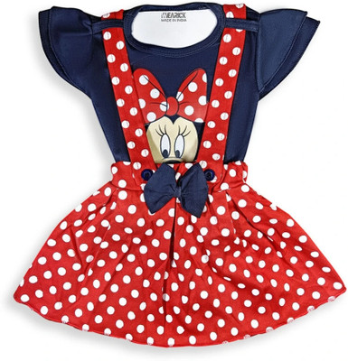 ARUNA CREATIONn Baby Girls Midi/Knee Length Casual Dress(Red, Cap Sleeve)