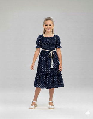 BUY UNIQUE FASHION Girls Below Knee Casual Dress(Maroon, Half Sleeve)