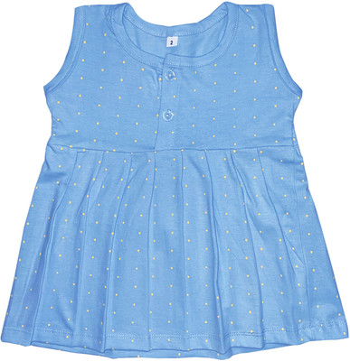 KIDEEZGUILD Girls Midi/Knee Length Casual Dress(Blue, Sleeveless)
