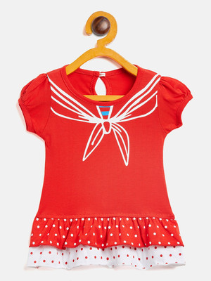 Camey Indi Girls Above Knee Casual Dress(Multicolor, Short Sleeve)