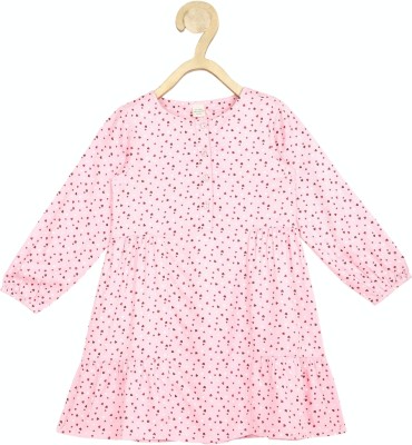 PETER ENGLAND Girls Midi/Knee Length Casual Dress(Pink, Full Sleeve)