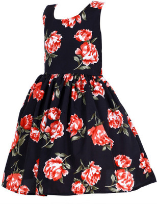 Readyme Sabse Pahle Girls Midi/Knee Length Casual Dress(Multicolor, Sleeveless)