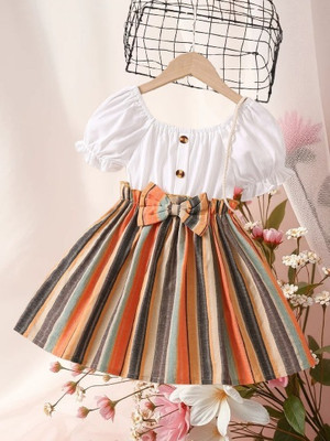 VERAENTERPRISE Baby Girls Midi/Knee Length Casual Dress(Multicolor, Half Sleeve)