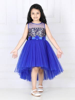 Toy Balloon Kids Girls Midi/Knee Length Party Dress(Blue, Sleeveless)