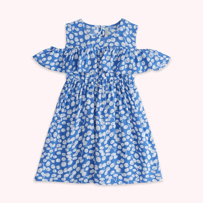 Pantaloons Junior Girls Midi/Knee Length Casual Dress(Blue, Fashion Sleeve)