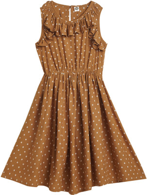 Cub McPaws Girls Midi/Knee Length Casual Dress(Yellow, Sleeveless)