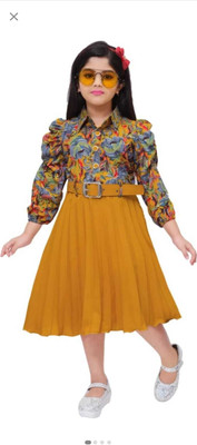 KidsCute Baby Girls Midi/Knee Length Casual Dress(Multicolor, Fashion Sleeve)