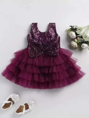 JTKFASHION Indi Girls Midi/Knee Length Festive/Wedding Dress(Purple, Sleeveless)