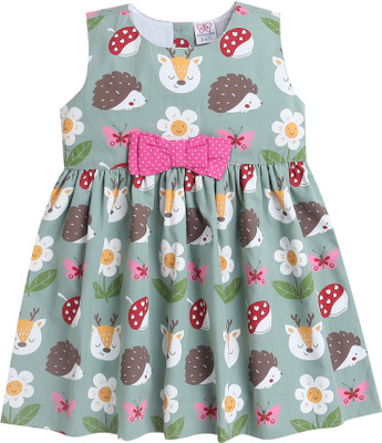 mama & bebe Indi Baby Girls Midi/Knee Length Casual Dress(Green, Sleeveless)