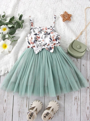 PURNKAMAAY TRENDZ Baby Girls Midi/Knee Length Party Dress(Green, Sleeveless)