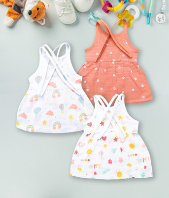 Miss & Chief Baby Girls Midi/Knee Length Casual Dress(Multicolor, Sleeveless)