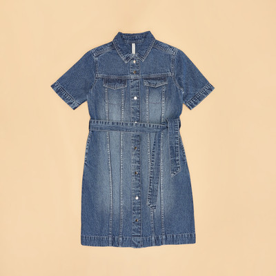 Pantaloons Junior Girls Midi/Knee Length Casual Dress(Blue, Half Sleeve)