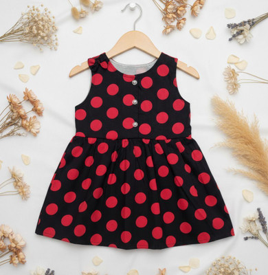 SnugCute Indi Baby Girls Midi/Knee Length Casual Dress(Black, Red, Half Sleeve)
