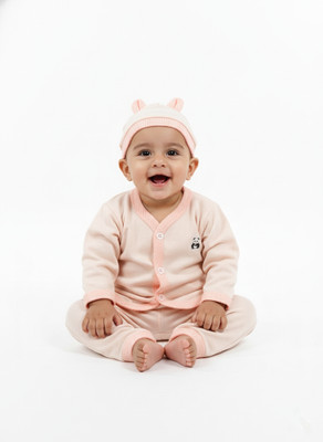 ENVINOOUTFIT Baby Boys & Baby Girls Casual Pyjama Cap(PEACH)