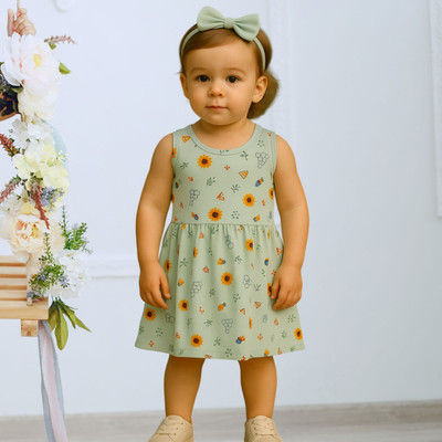 FASHION GRAB Kids Nightwear Girls Printed Cotton(Light Green Pack of 1)