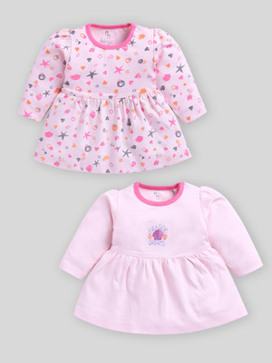 BabyGo Baby Girls Midi/Knee Length Casual Dress(Pink, Full Sleeve)