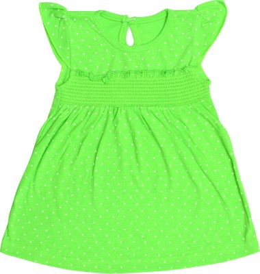 ORANGE AND ORCHID Baby Girls Midi/Knee Length Casual Dress(Green, Short Sleeve)