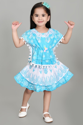 GalaxyXZ Baby Girls Midi/Knee Length Casual Dress(Light Blue, Half Sleeve)