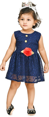 R.J FASHION Baby Girls Above Knee Casual Dress(Blue, Sleeveless)