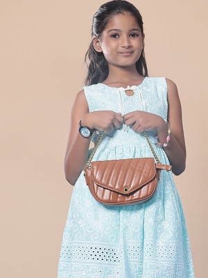 V-MART Girls Midi/Knee Length Casual Dress(Green, Sleeveless)
