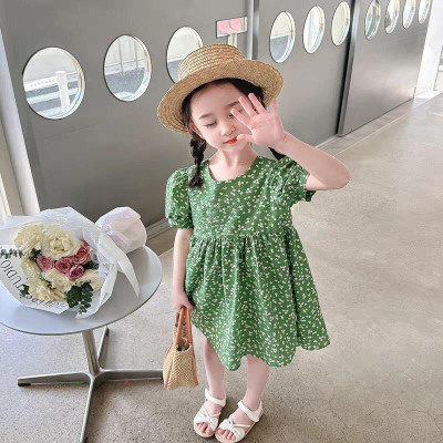 Lupri Girls Calf Length Casual Dress(Green, Short Sleeve)