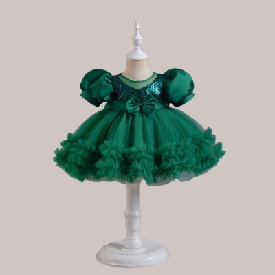 Varni Sales Baby Girls Midi/Knee Length Party Dress(Green, Short Sleeve)