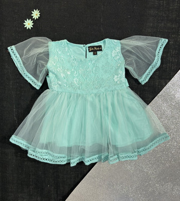 Bella Moda Girls Midi/Knee Length Party Dress(Light Blue, Half Sleeve)