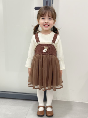 salvia Indi Girls Midi/Knee Length Casual Dress(Brown, Full Sleeve)