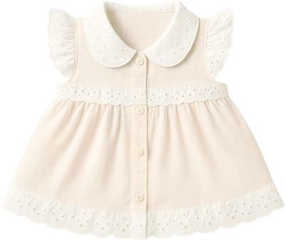 TBM Baby Girls Midi/Knee Length Casual Dress(Beige, Cap Sleeve)